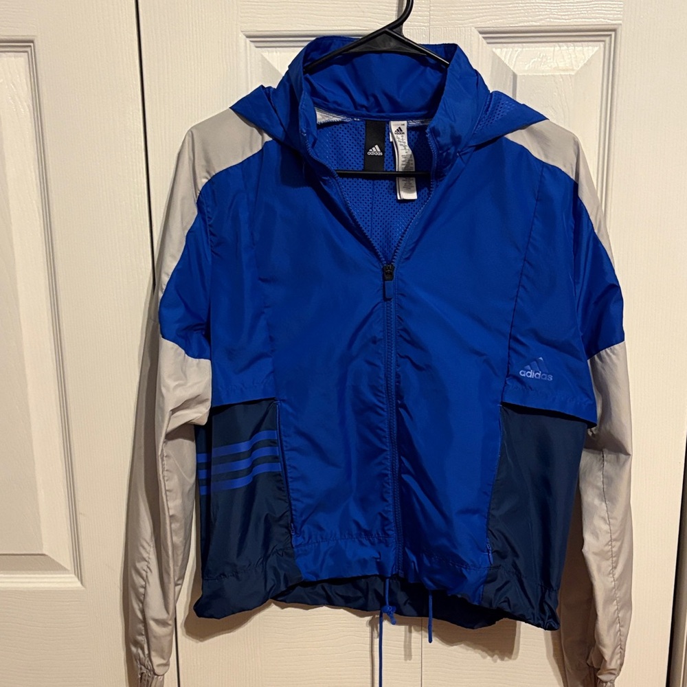Adidas Royal Blue and Gray Hooded Jacket